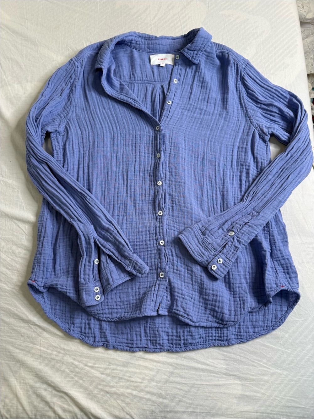 Women’s Textured Button-Up Shirt in Periwinkle Blue